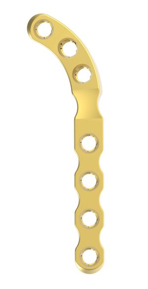 Plate, Ø1.5/2.0, DFO Left, Rigid, 7H, 2.0T, 48.4mm, Gold