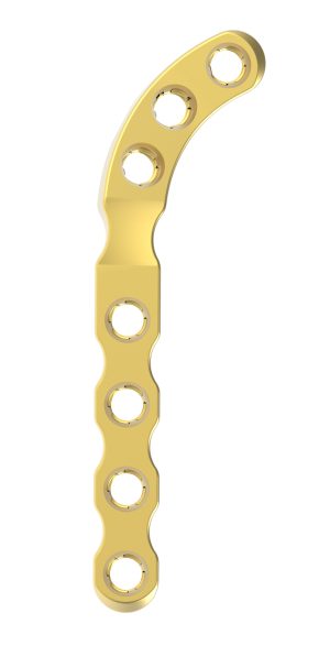 Plate, Ø1.5/2.0, DFO Right, Rigid, 7H, 2.0T, 48.4mm, Gold